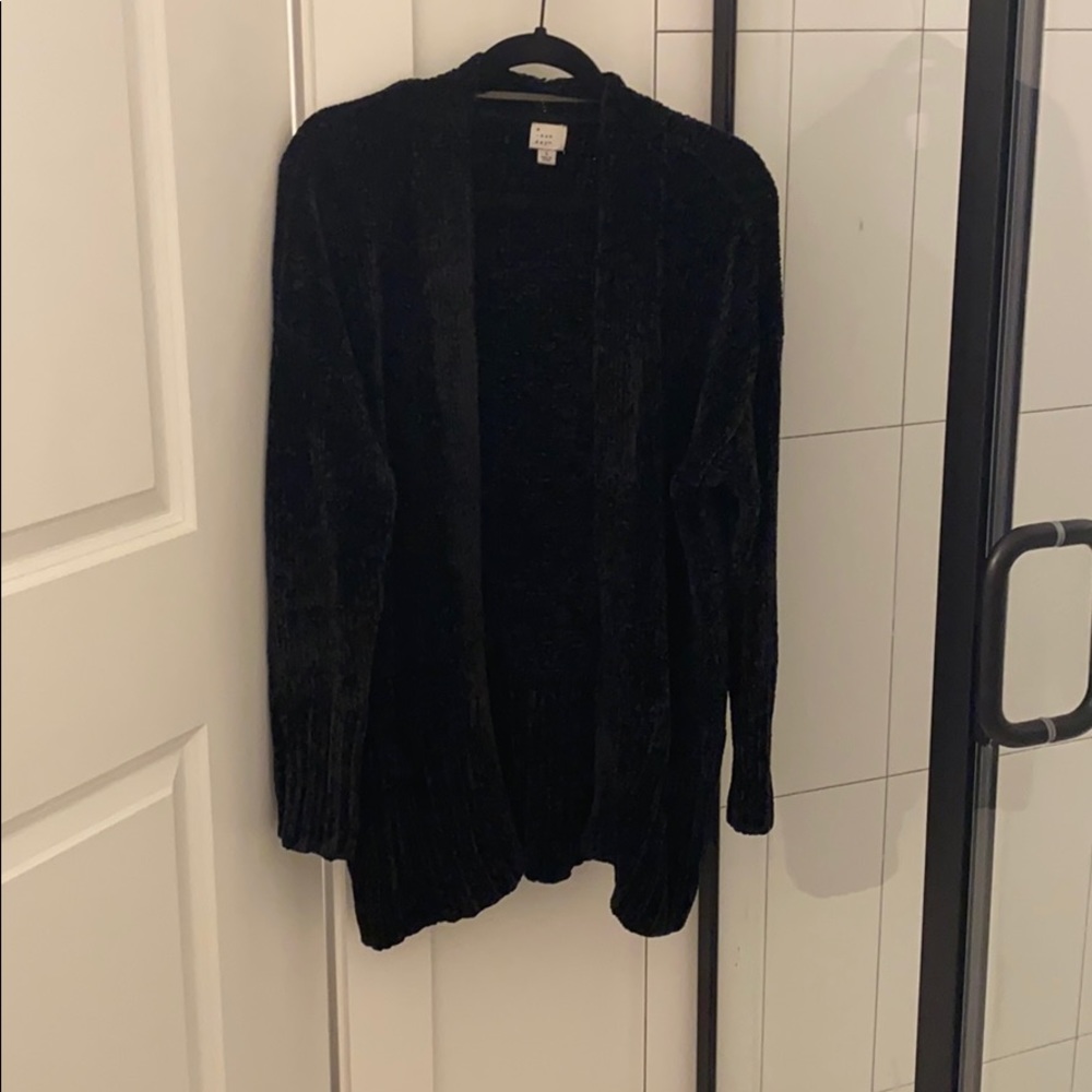 Black Chenille Soft Cardigan